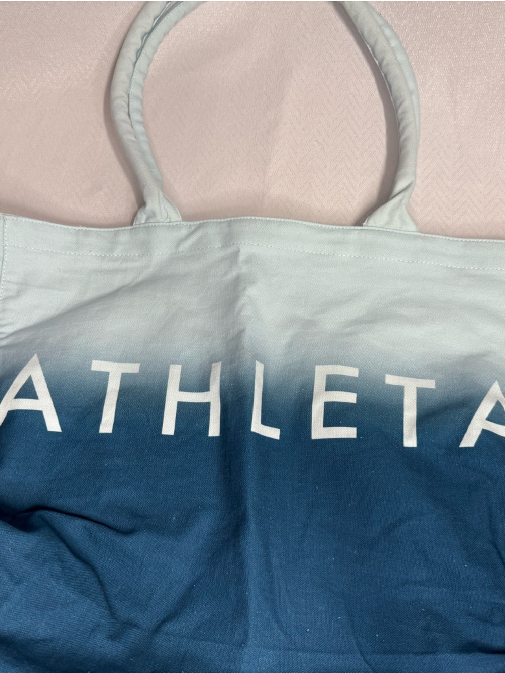Athleta Blue Ombre Canvas Tote with White Logo big and roomy, beach yoga bag